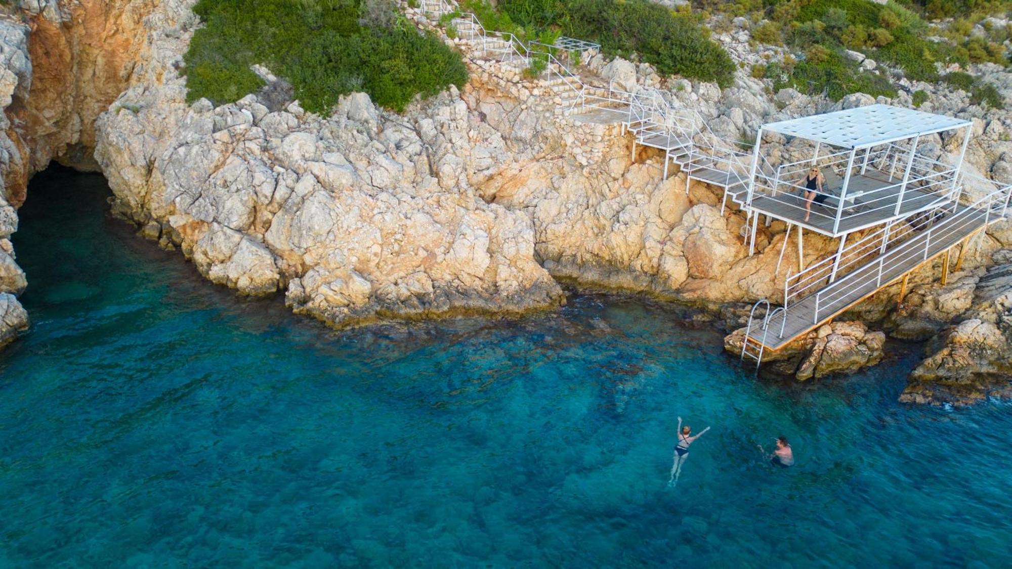 Beachfront White Villa With Private Swimming Pool Kalkan Bagian luar foto