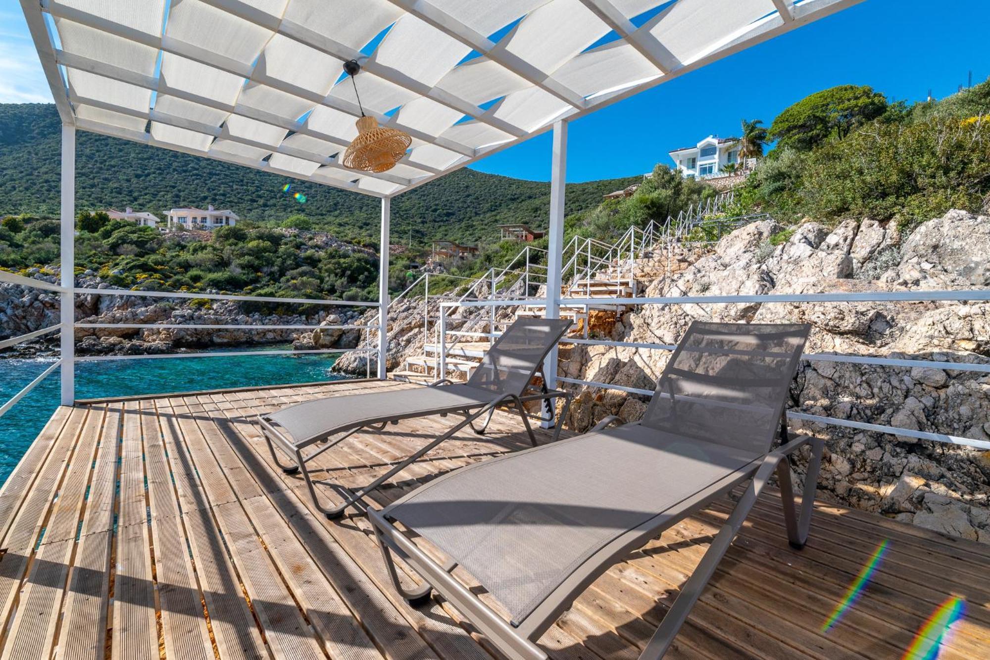 Beachfront White Villa With Private Swimming Pool Kalkan Bagian luar foto